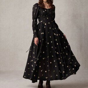 Phoenix 24 | Embroidery Daisy Linen Dress Small